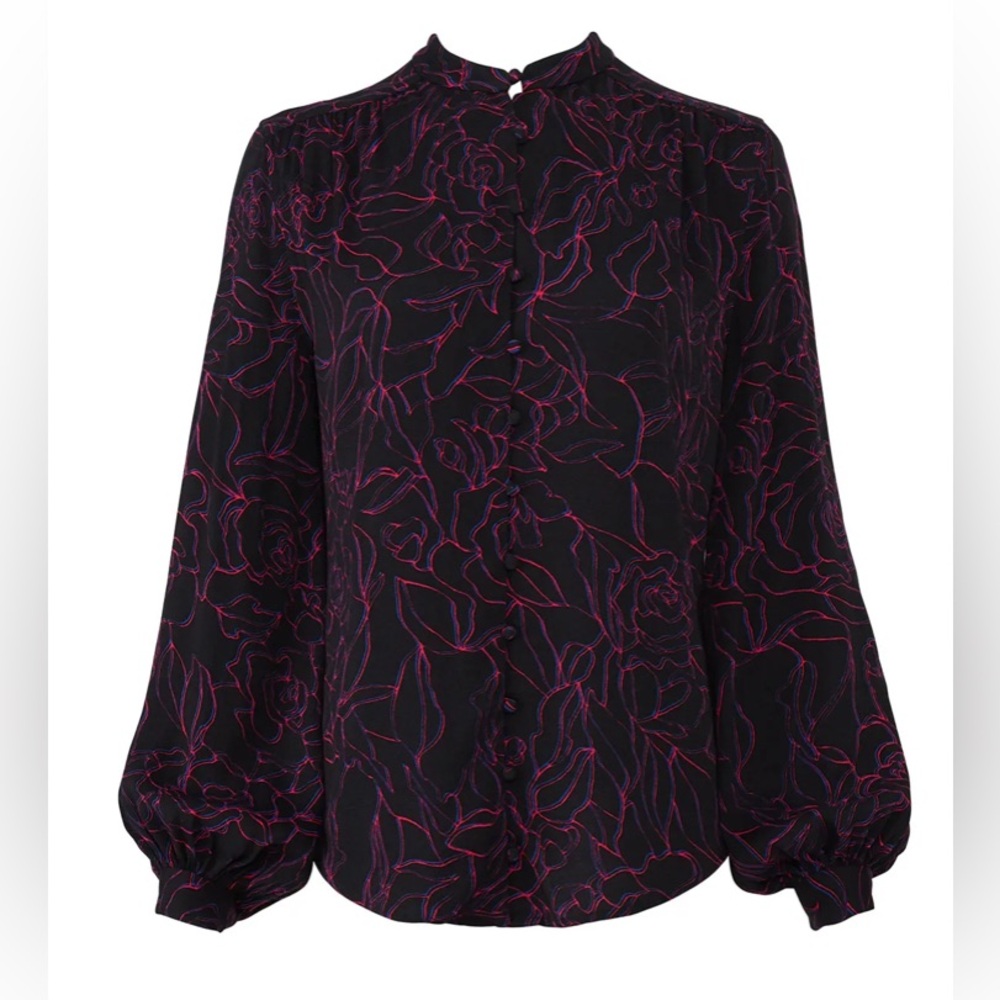 Equipment Black and Pink Blouse